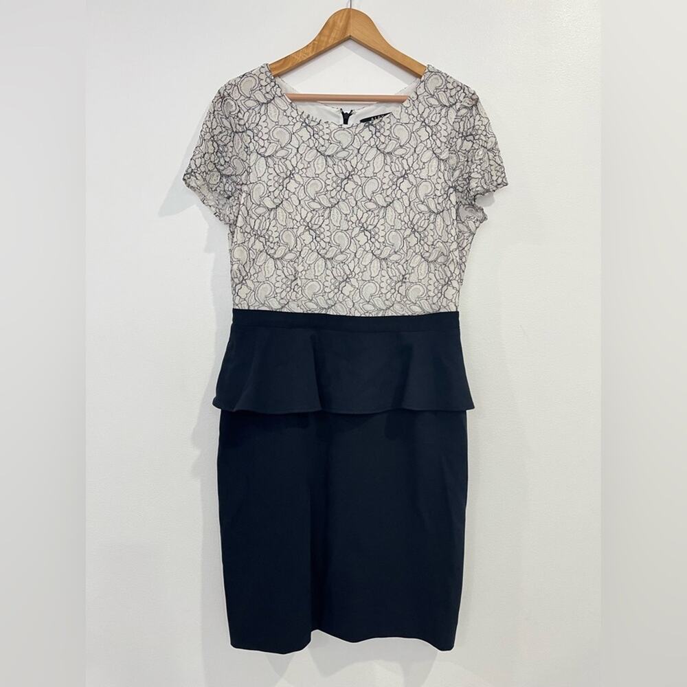 Alex Marie Lace Peplum Navy Blue Dress 12 Career Dressy